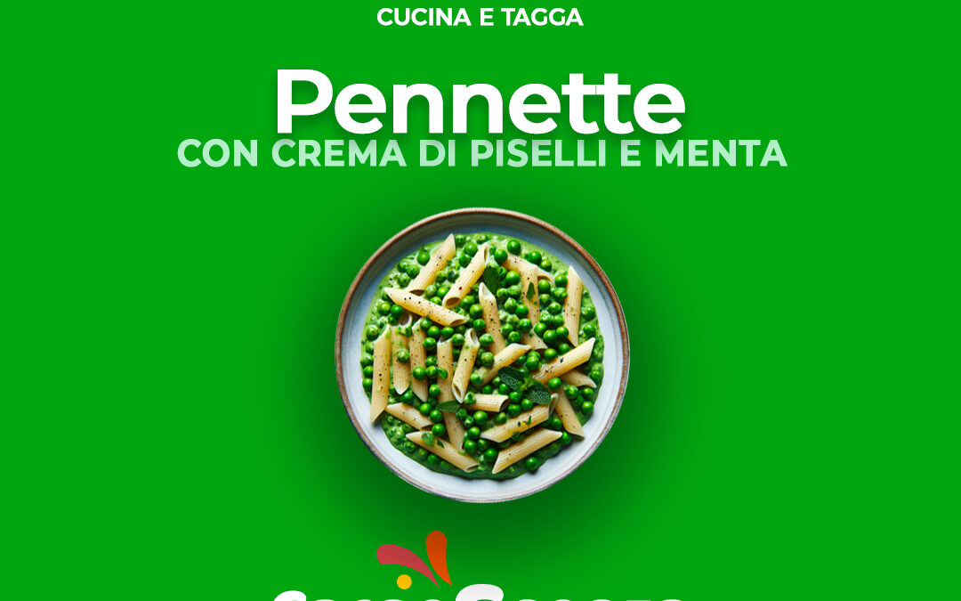 Pennette con crema di piselli e menta